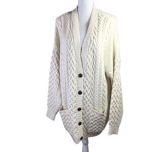 BDG Urban Outfitters NWT Cardigan Cable Knit Aran Mix Stitch Sweater Ivory Sz L